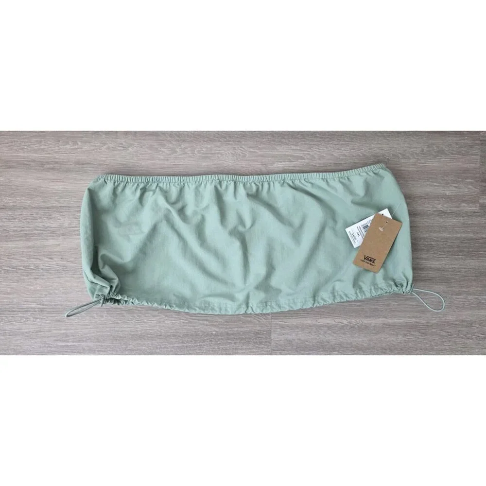 Vans Riley Parachute Bandeau Tube Top Green Nylon Strapless XXL NWT‎
